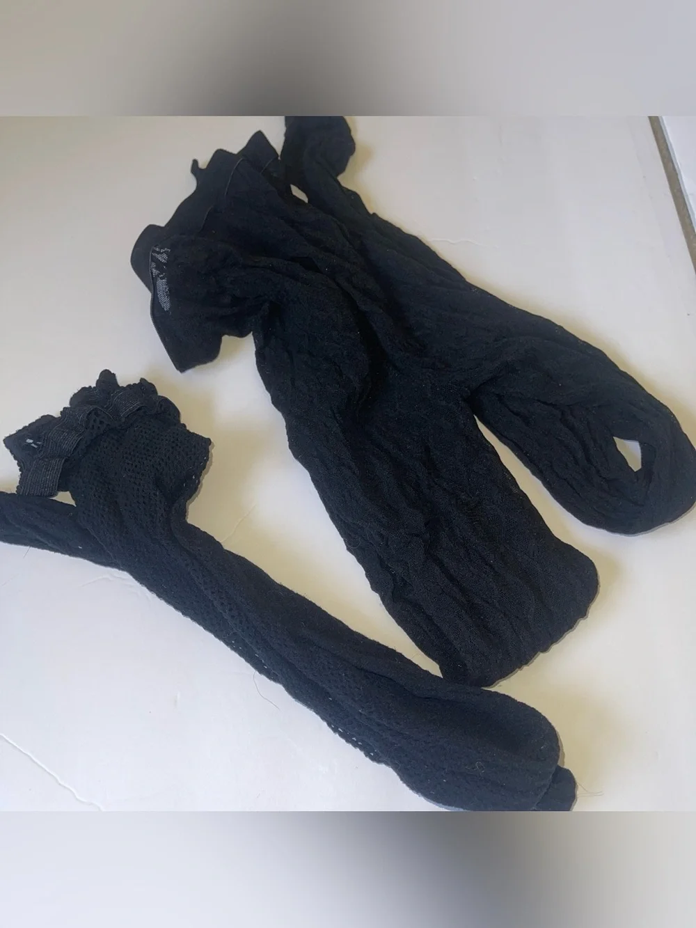 Lot of 3 Sexy Black Textured Lace Fishnet Thigh Hi Stockings Tights NWOT